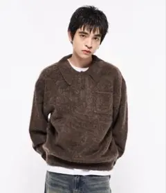 Elanque シャギーニットポロ