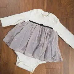 petit main ベビー長袖ロンパース 80cm フリル ワンピース 女の子