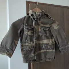 ビンテージ古着調迷彩柄フード付きジャケット 95cm-105cm