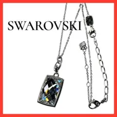 SWAROVSKI 長方形クリスタルペンダントネックレス