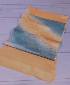 おア９　雲・紗綾柄に露芝柄金箔入り帯揚げ　正絹　新品