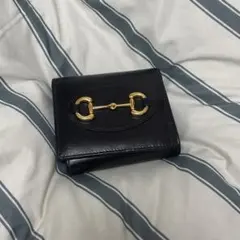 GUCCI グッチ コンパクトウォレット ホースビット 2つ折り財布 ブラック