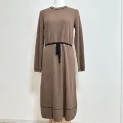 A.P.C. ニットワンピース ブラウン ウール リボンベルト フランスブランドのサムネイル