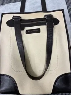 【正規品】BURBERRYバーバリートートバッグ キャンバス×レザー チェック柄