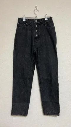 ボタンフライスリムテーパード5ポケットデニム ブラック 36 Sサイズ相当 美品