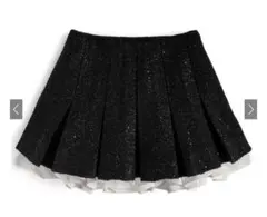 GRL インパン裏地付きフリルツイードプリーツミニスカート gm838 ブラック