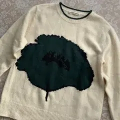 ビューティフルピープル　ウールクルーネックニット160生成り✖️グリーン×黒