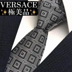 極美品✨VERSACE ネクタイ　ヴェルサーチ　ジャガード　グレカ　【E】