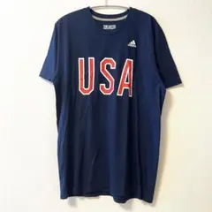 アディダス USA ビッグロゴ Tシャツ 半袖 カットソー ブルー 青 XL 夏のサムネイル