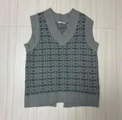 【Wcloset】カラフルツイード柄スリットベスト