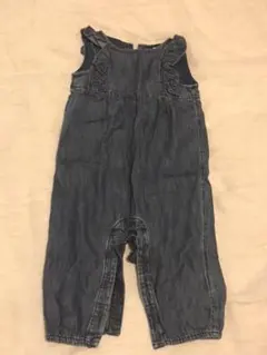 状態良 肩フリル オーバーオール ロンパース デニム 6-12