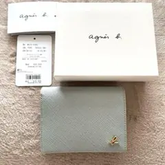 アニエスベー 二つ折り財布 バイカラー ミント × クリーム 革 レザーのサムネイル