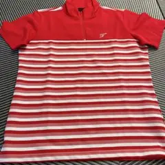 Fretimage レディース ゴルフシャツ 赤白ストライプ