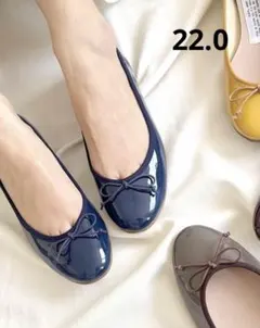 farfalle ファルファーレ　ネイビー　エナメル　バレエシューズ　22.0