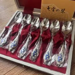 新品未使用　リンデン　ゴールド仕上げ　薔薇の七宝焼スプーン　6本箱入 新品未使用 リンデン ゴールド仕上げ 薔薇の七宝焼スプーン 6本箱入