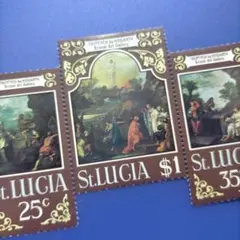 4217 外国切手 セントルシア  トリプティック・バイ・ホガース 3枚セット