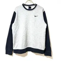 ✨綿100%✨ Nike ナイキ L トレーナー 重ね着風 ツーカラー 刺繍入り