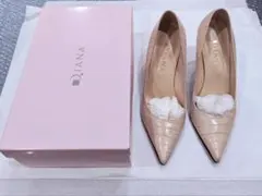 DIANA ダイアナ パンプス ベージュ 23.5 クロコダイル型押し ヒール