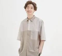 ブロードオーバーサイズシャツ 5分袖 Sサイズ GU
