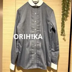 超美品ORIHICA ピンタック形態安定クレリックシャツ