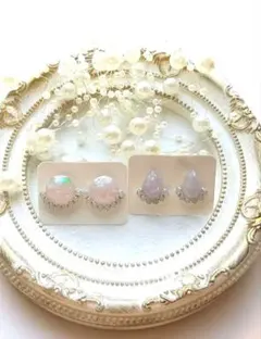 オパール風✧ビジューピアス イヤリング ハンドメイド