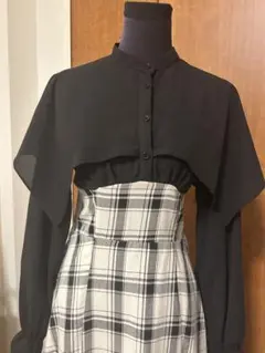 GRL チェック柄ドッキングケープカラーワンピース[k9379f]