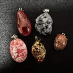 ミ*モ様 天然石 金箔 ペンダント トップ 5点 まとめ セット カラーストーン