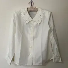 刺繍付きホワイトシャツ 長袖