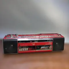 ヴィンテージSANYO U4SA ラジカセ 本体 レッド 80's - メルカリ