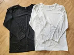 ✨美品✨女の子　肌着　冬物　長袖シャツ 2枚セット 160㎝ 黒白