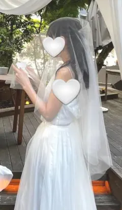 【ギャザーなし】ウェディングベール　ショート〜ミドル