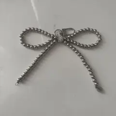 リボン型シルバーキーホルダー