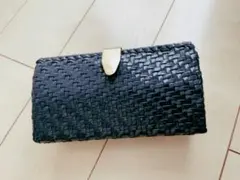 ☘️レトロ　ラタンクラッチバッグ　2way ネイビー