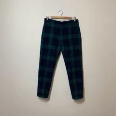ビームスボーイ　ウール混　テーパードパンツ ブラックウォッチ　M ネイビー
