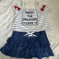 ストライプ柄オフショルダー水着 150cm