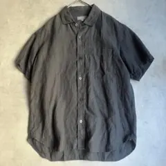 5624【美品】コモリ 開襟シャツ オープンカラーシャツ 半袖 S グレー