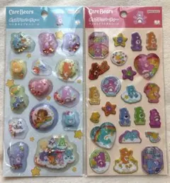 ケアベア　ポップデコパーティー　わたあめカプセル　ラメきらクリスタルシール