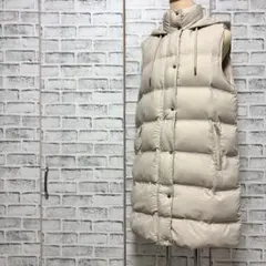 ZARA ザラ ロング ダウンベスト ベージュ アイボリー Mサイズ
