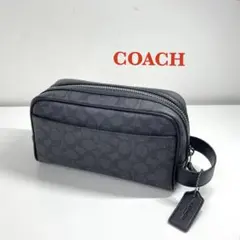 【TK】美品 COACH コーチ セカンドバッグ メンズ シグネチャー グレー
