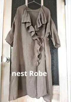 nest Robe＊リネンペーパーカシュクールワンピース　ベージュ　フリーサイズ