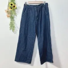 【c1971】free nature ワイドパンツ　デニム　ウエストゴム　ブルーのサムネイル