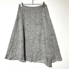 グリーンレーベルリラクシング 総柄フレアスカート グレー 36 S 相当 i