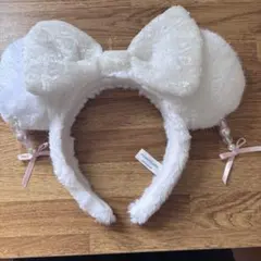 ディズニー カチューシャ ミニー イヤリング 白 ホワイト