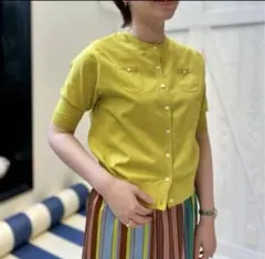 美品✨Caban ファインポリエステルハーフスリーブポケットカーディガン