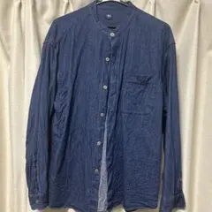 UNIQLOオーバーサイズバンドカラーデニムシャツ