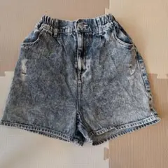 デニム　ダメージ加工　ショートパンツ　140