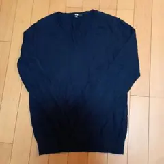 ユニクロ UNIQLO カシミヤ混　ネイビー Vネック セーター M 通勤　通学