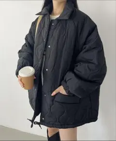 裏ボアオーバーサイズキルティングジャケット　中綿コート