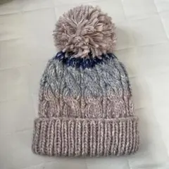 グラデーションニット帽 ボンボン付き