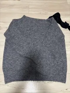 グレー Vネックセーター サイドリボン Fサイズ